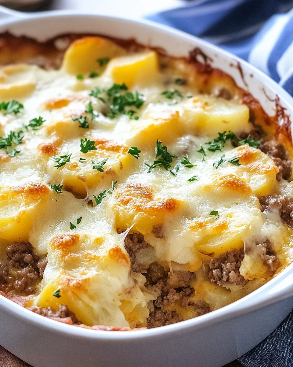 Cheesy Hamburger Potato Casserole Cheesy