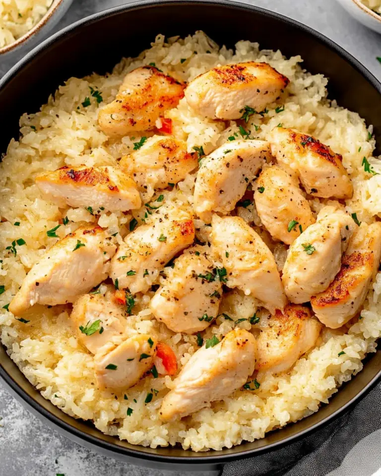 Chicken Scampi with Garlic Parmesan Rice