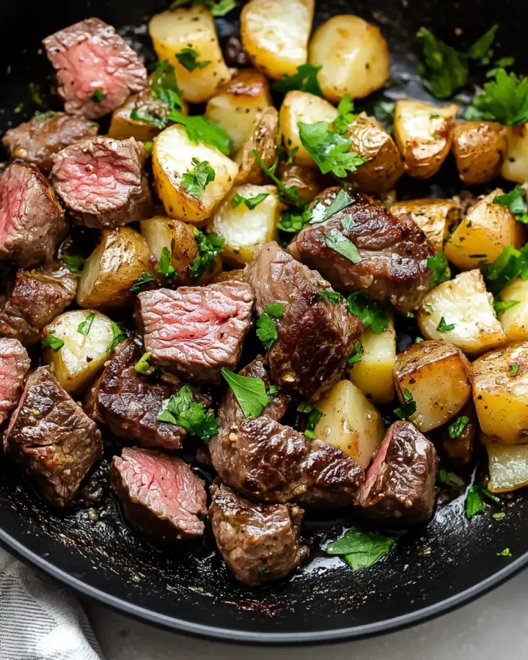 Creamy Garlic Butter Steak Bites and Potatoes