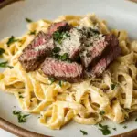 Creamy Garlic Parmesan Steak Pasta