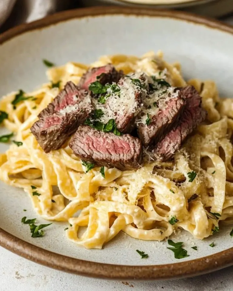 Creamy Garlic Parmesan Steak Pasta