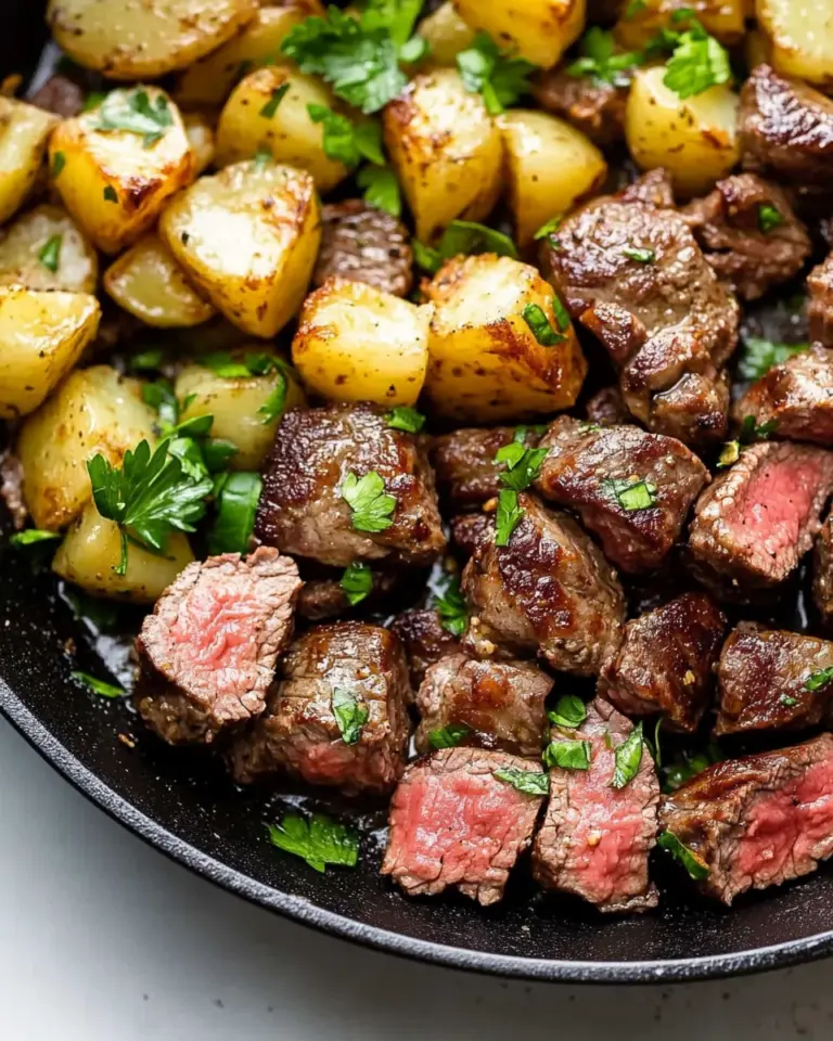 Garlic Butter Steak Bites and Potatoes