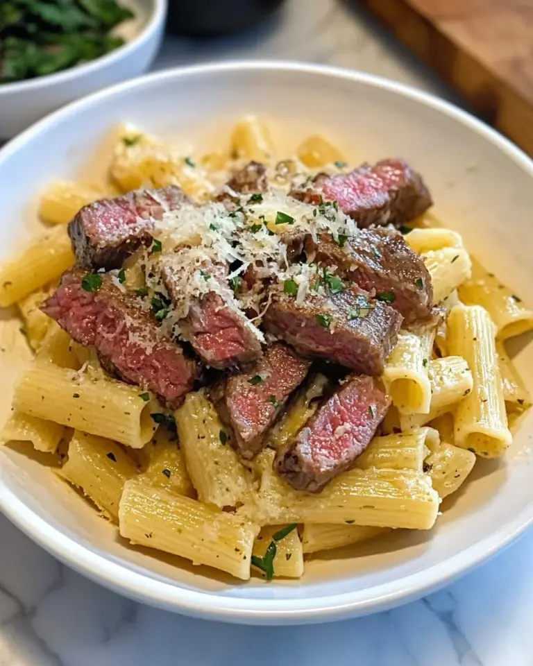 Garlic Parmesan Steak Pasta