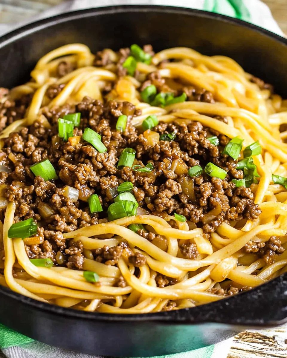 Ground Beef Mongolian Noodles