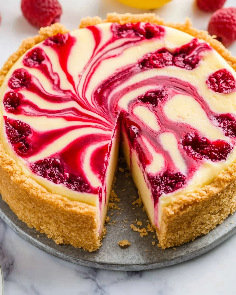Raspberry Swirl Lemon Cheesecake Raspberry Swirl Lemon Cheesecake