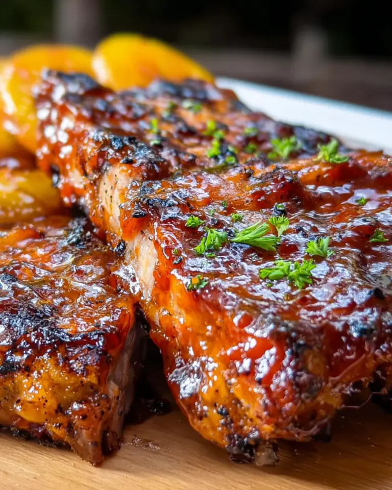 Baby Back Ribs with Balsamic-Peach BBQ Sauce