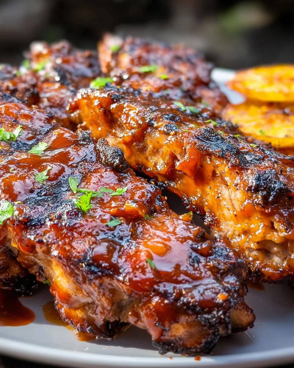 Baby Back Ribs with Balsamic-Peach BBQ Sauce Baby