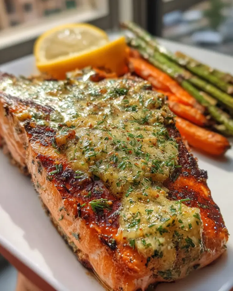 Grilled Salmon with Mustard-Herb Butter