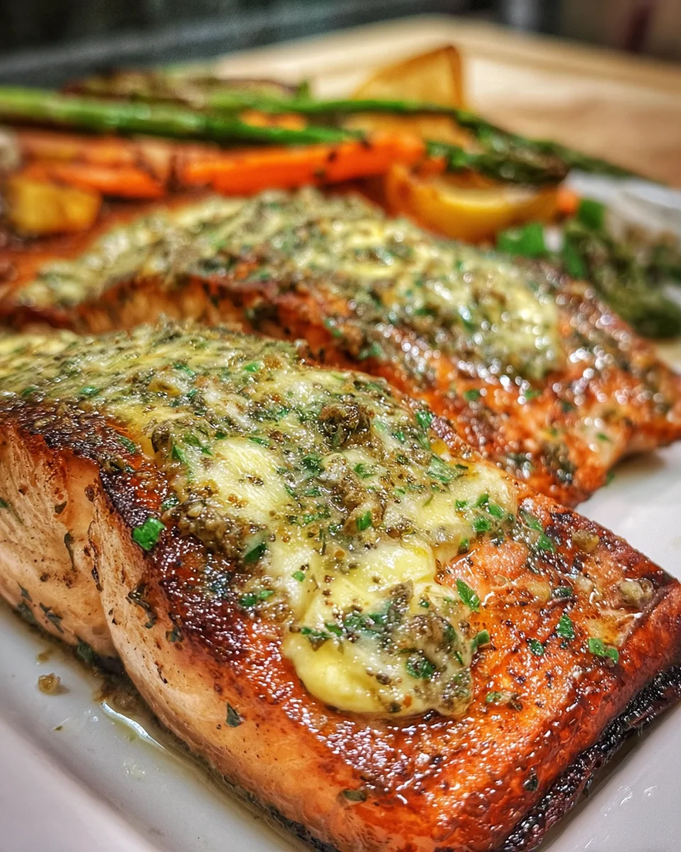 Grilled Salmon with Mustard-Herb Butter Grilled