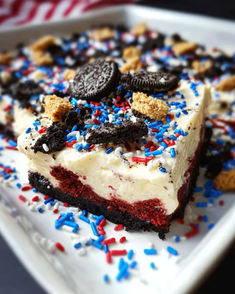 No Bake Fireworks Oreo Cheesecake bars
