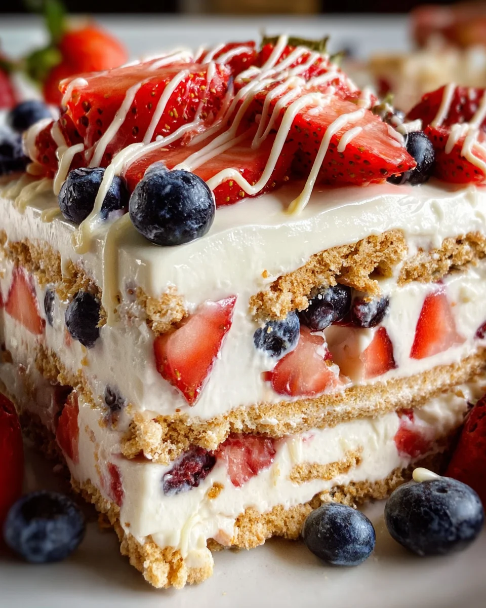 No Bake Icebox Cake with Summer Berries No