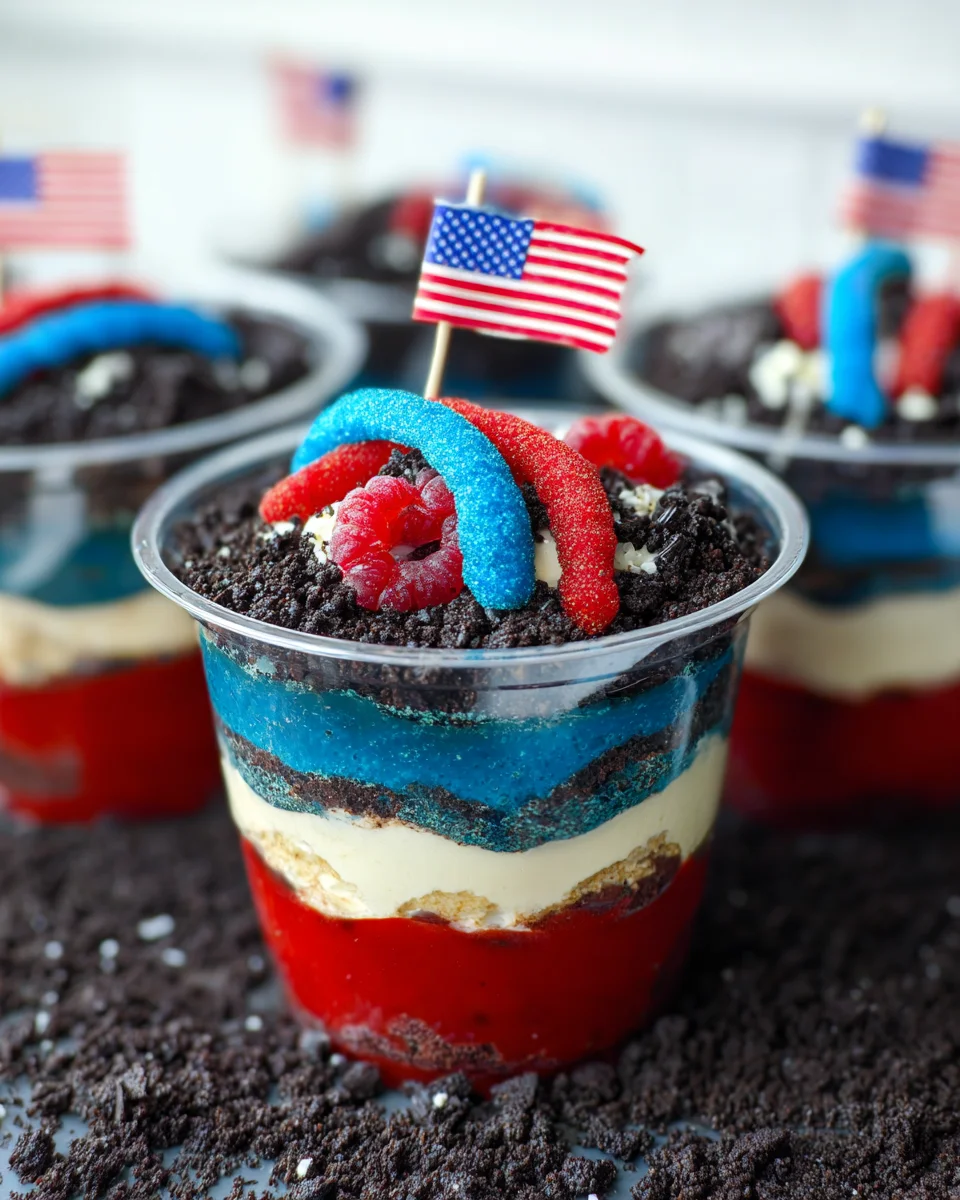 Red, White and Blue Dirt Cups Red,