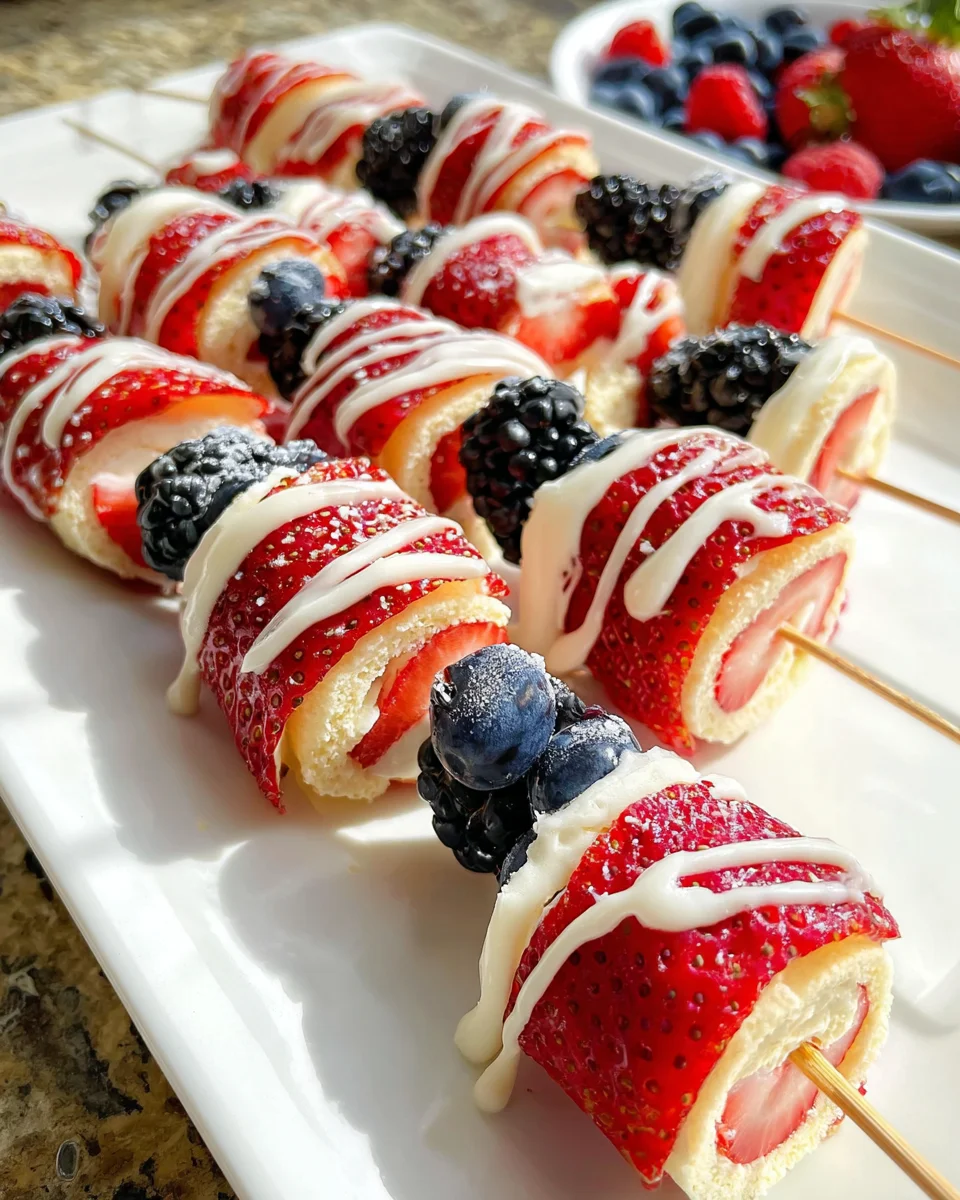 Red, White and Blue Fruit Kabobs