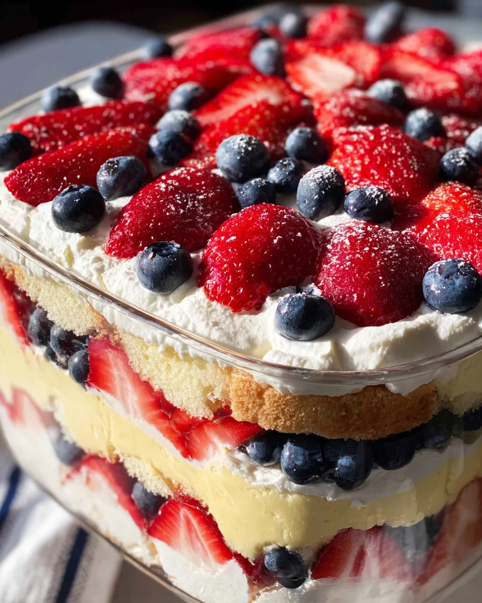 Red, White and Blue Strawberry Shortcake Trifle