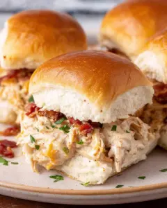 Bacon Ranch BBQ Chicken Sliders