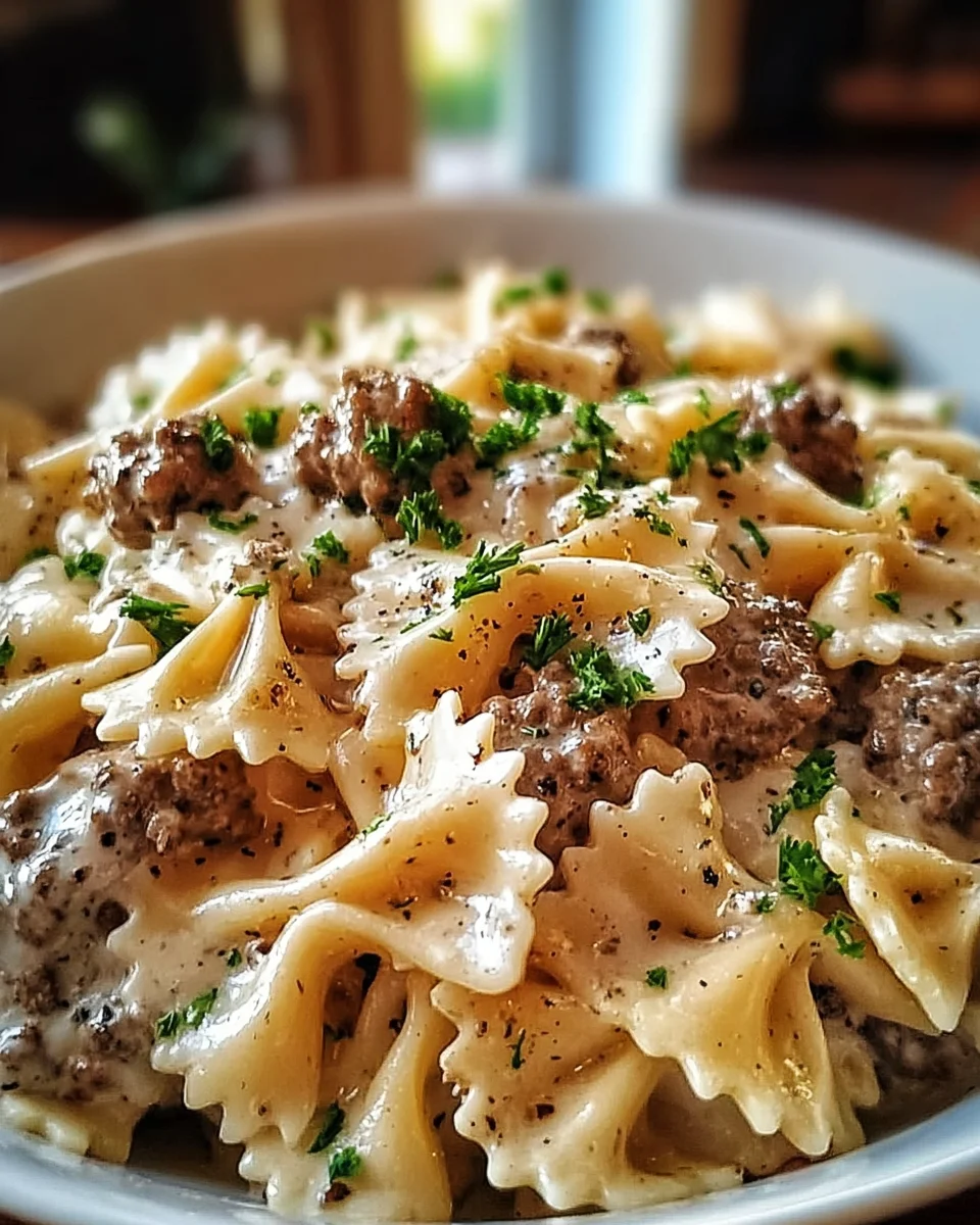 Beef and Bowtie Pasta with Alfredo Sauce 18 Beef and Bowtie Pasta with Alfredo Sauce