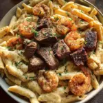 Blackened Steak and Shrimp Alfredo