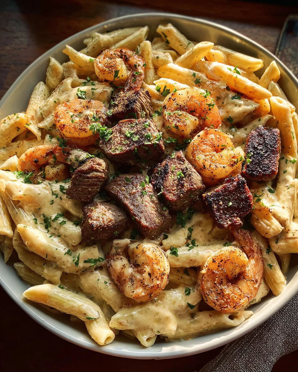 Blackened Steak and Shrimp Alfredo 18 Blackened Steak and Shrimp Alfredo