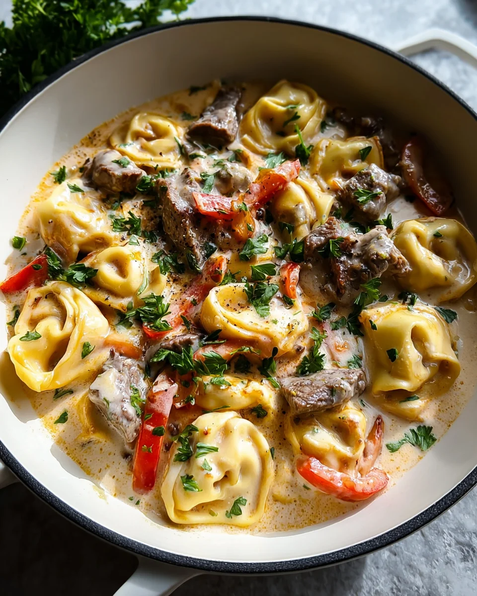Cheesesteak Tortellini in Creamy Provolone Sauce 22 Cheesesteak Tortellini in Creamy Provolone Sauce