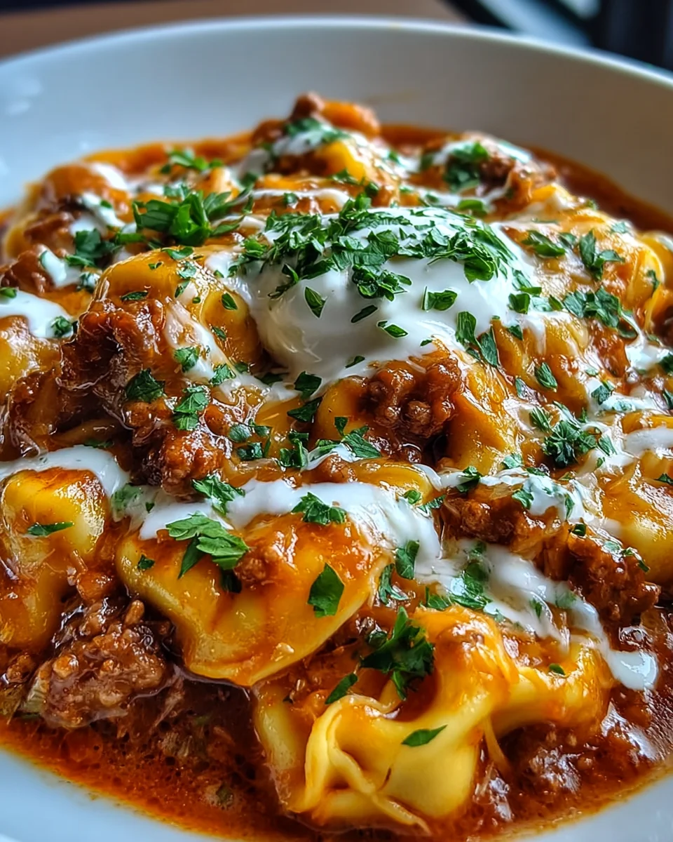 Cheesy Beef Enchilada Tortellini Cheesy