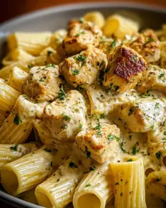 Creamy Garlic Butter Chicken and Rigatoni in Parmesan Sauce