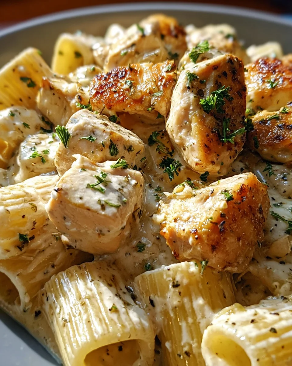 Creamy Garlic Butter Chicken and Rigatoni in Parmesan Sauce Creamy