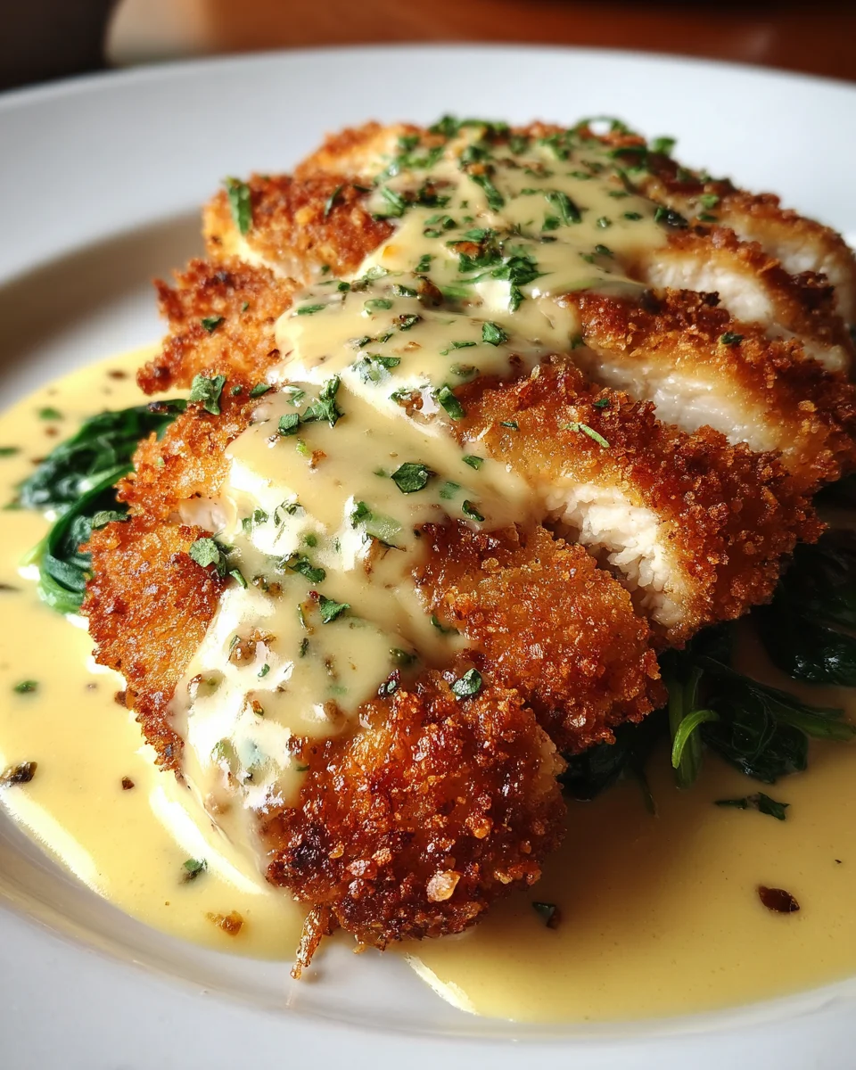 Crispy Parmesan Chicken with a Rich Garlic Sauce