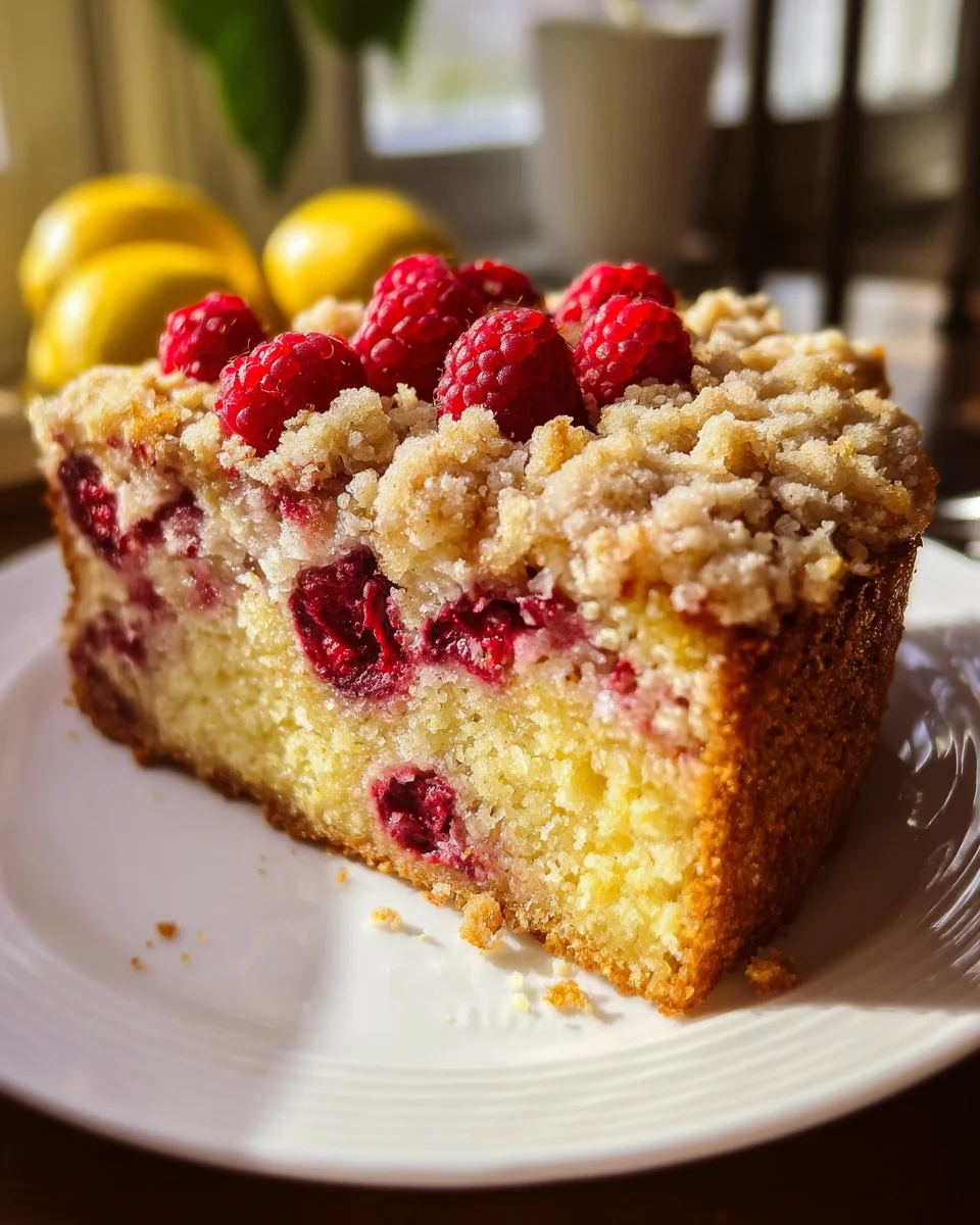Easy Lemon Raspberry Cake with Crumb Topping Easy