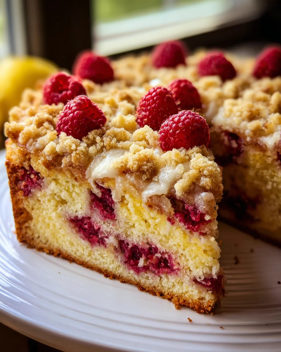 Easy Lemon Raspberry Cake with Crumb Topping Easy