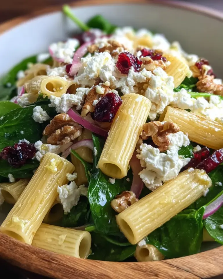 Feta & Cranberry Rigatoni Salad with Lemon Vinaigrette