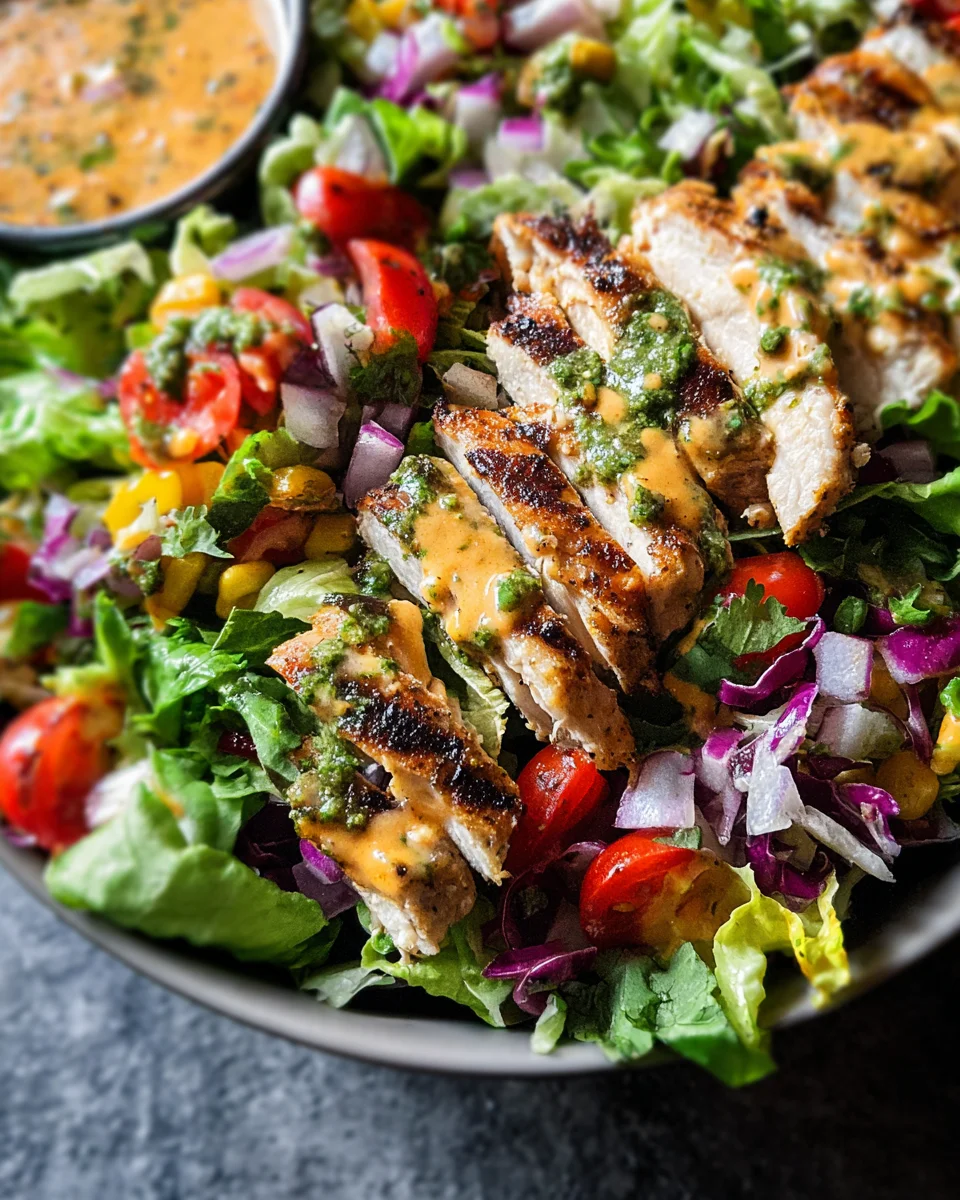 Fiesta Ranch Salad with Salsa Verde Chicken Fiesta