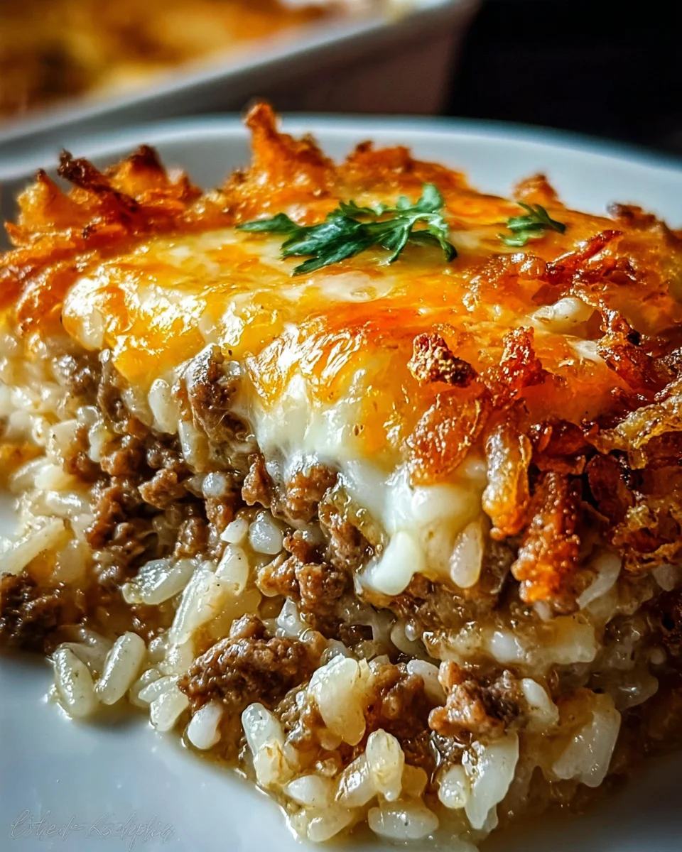 French Onion Ground Beef and Rice Casserole 22 French Onion Ground Beef and Rice Casserole