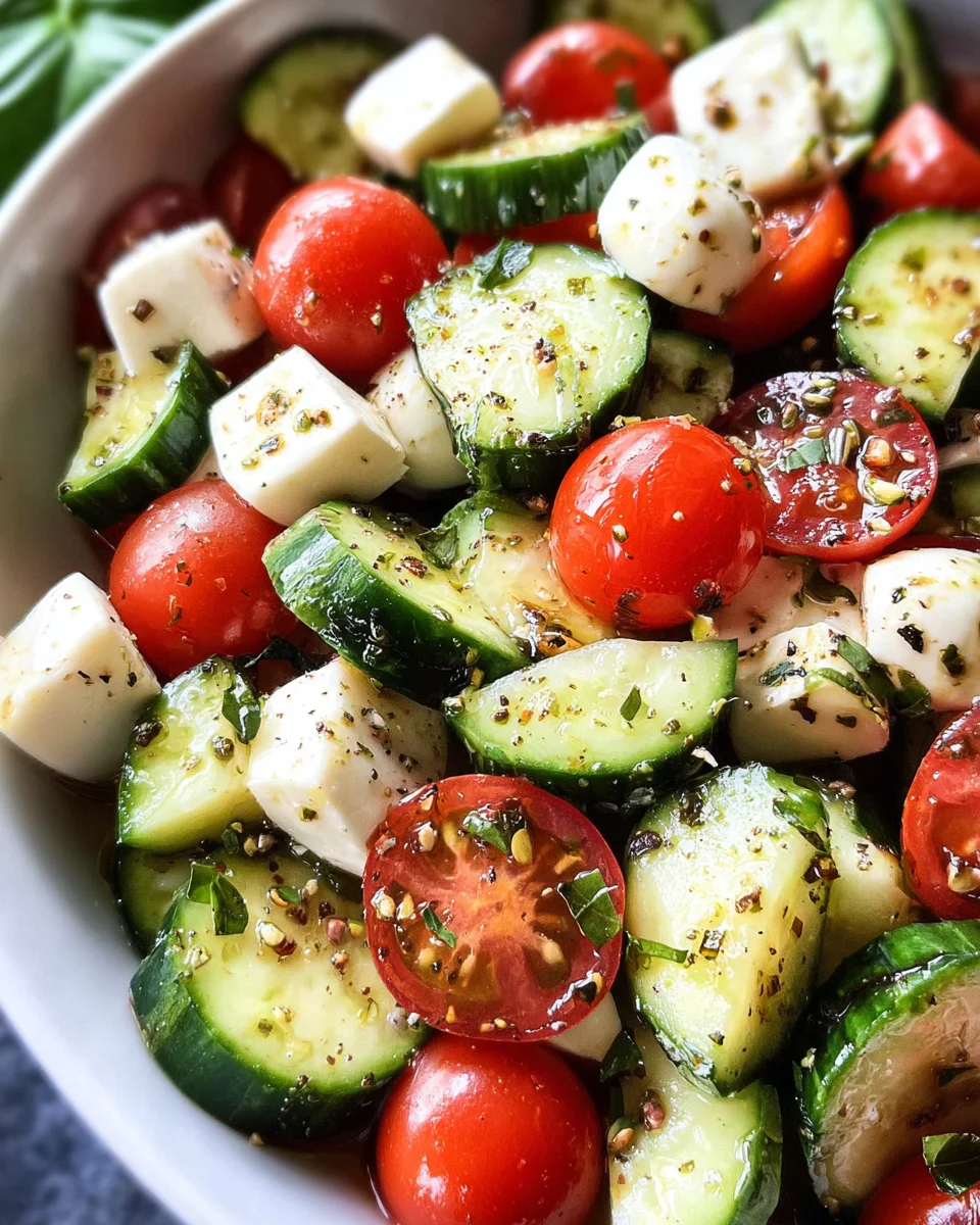 Fresh Cucumber Caprese Salad