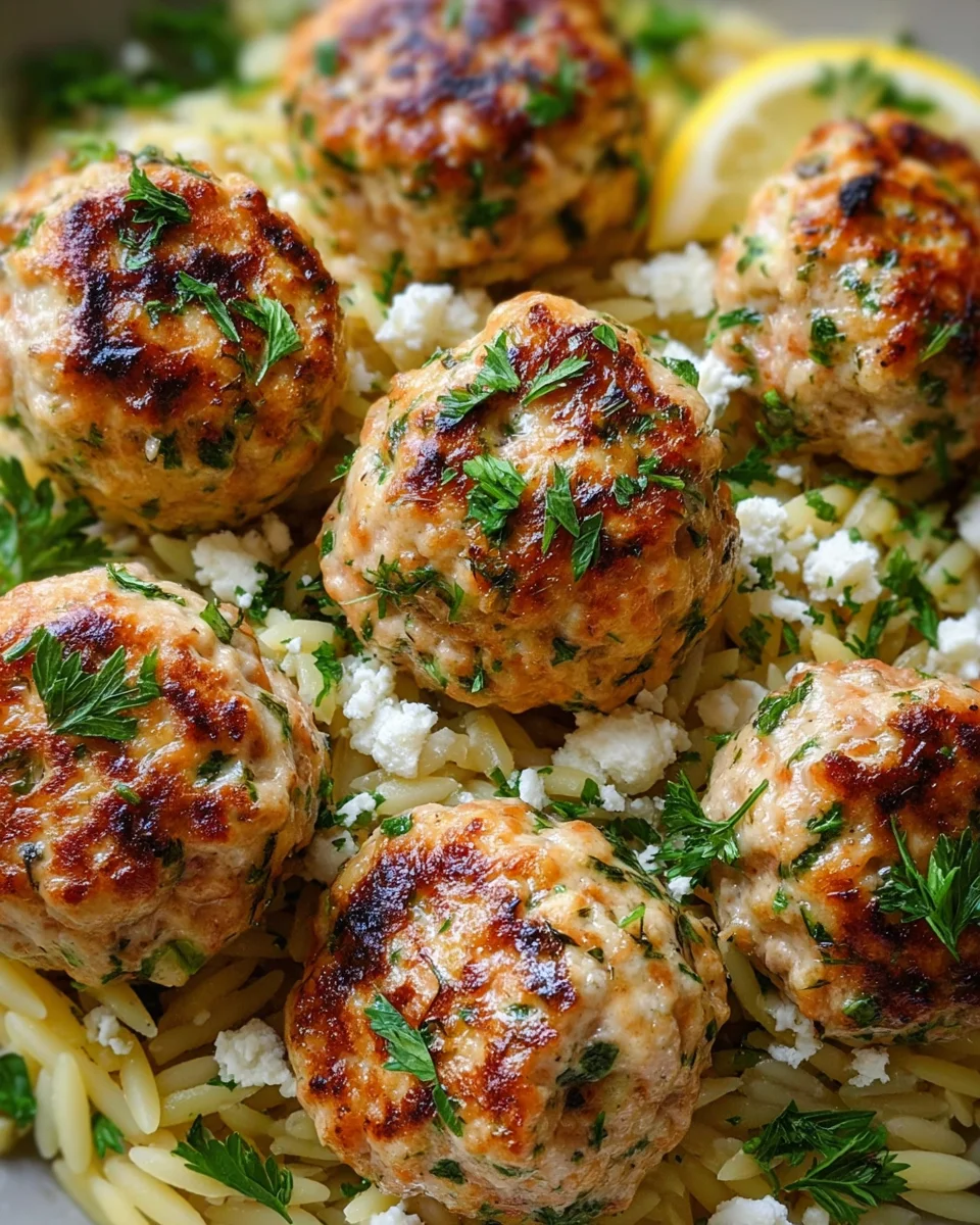 Greek Chicken Meatballs with Lemon Orzo Greek Chicken Meatballs with Lemon Orzo