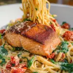 Healthy & Creamy Tuscan Salmon Pasta