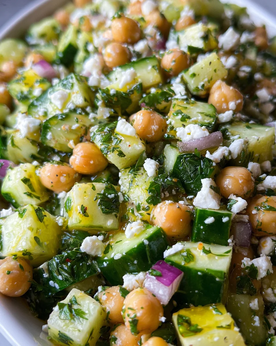 Herby Cucumber Salad with Feta and Chickpeas 22 Herby