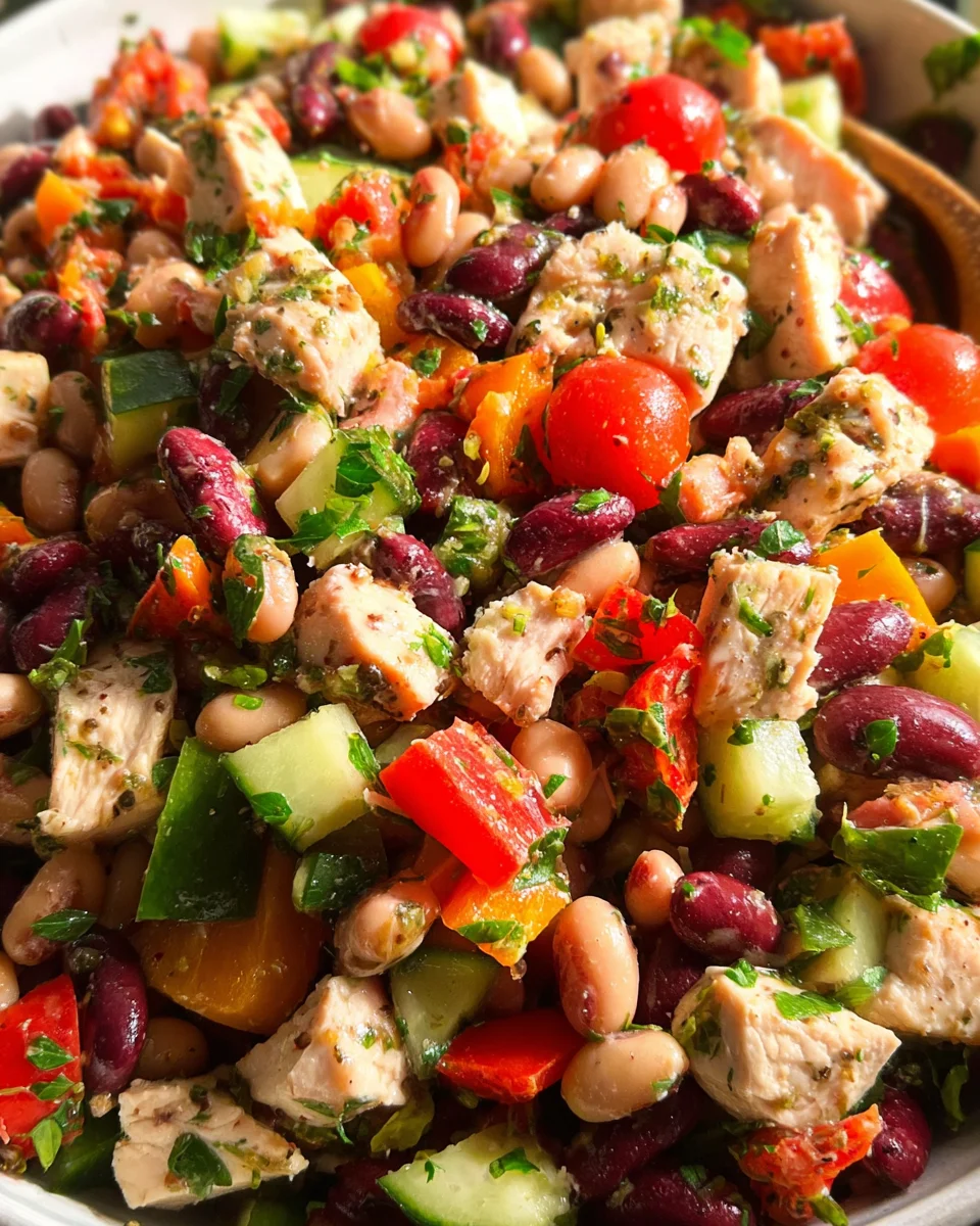 High-Protein Dense Bean Salad with Chicken High-Protein