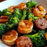 Honey Garlic Shrimp, Sausage, and Broccoli