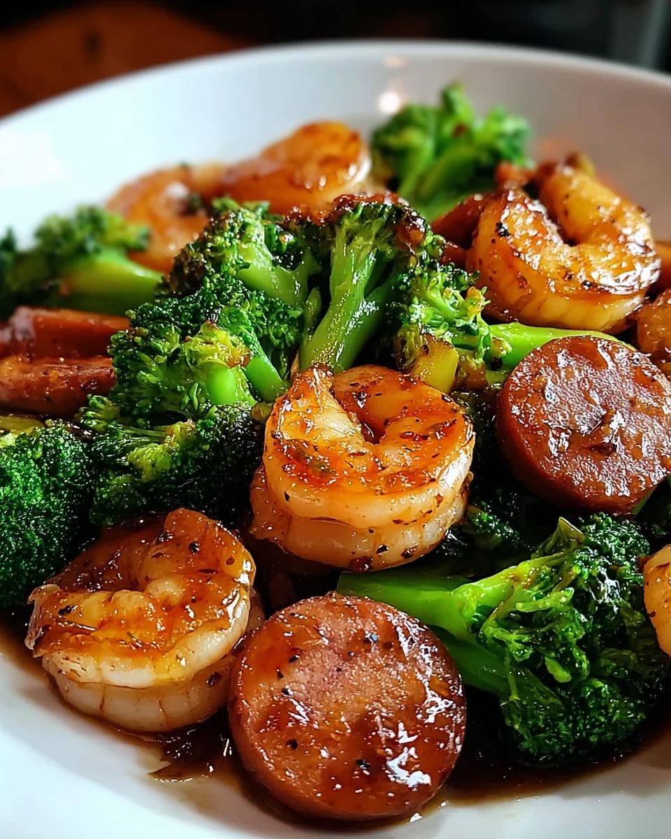 Honey Garlic Shrimp, Sausage, and Broccoli
