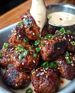 Korean BBQ Meatballs with Spicy Mayo Dip