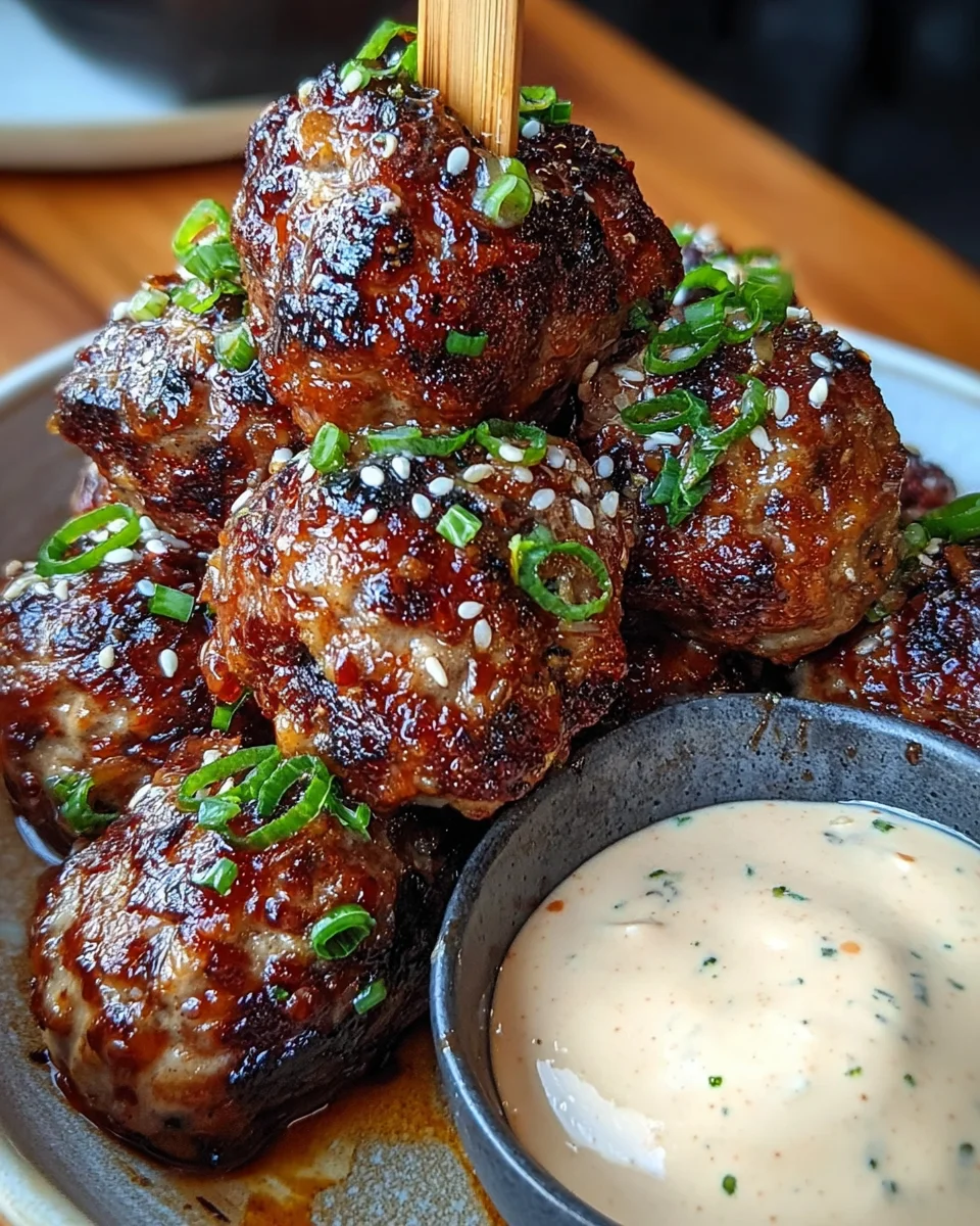 Korean BBQ Meatballs with Spicy Mayo Dip Korean