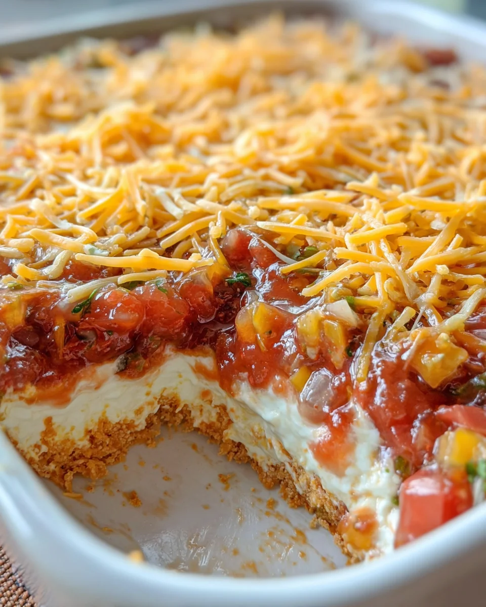 Layered Cream Cheese and Salsa Dip Layered