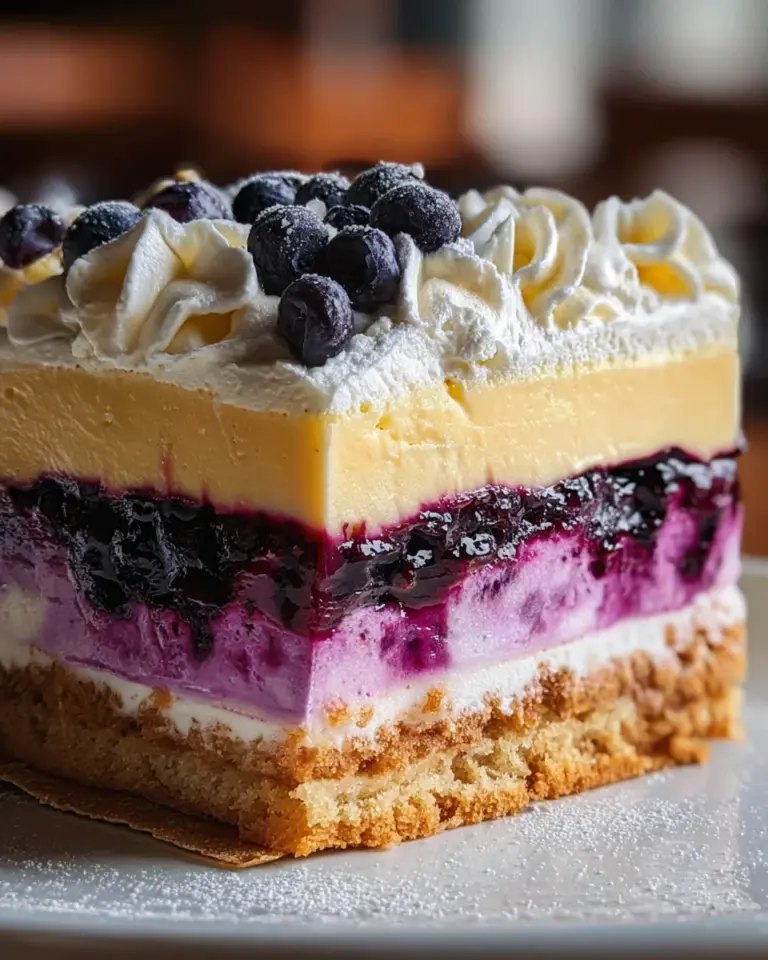 Lemon Blueberry Shortbread Mousse Cake