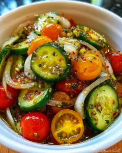 Marinated Cucumbers, Onions, and Tomatoes