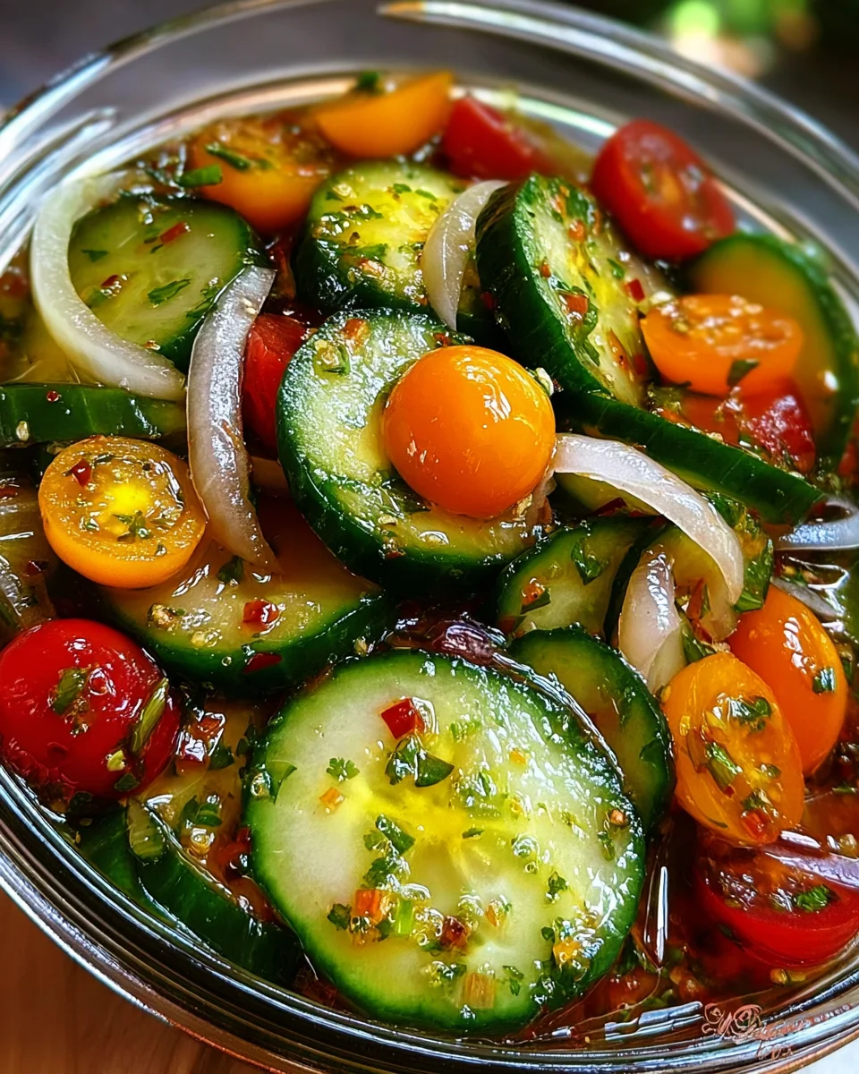 Marinated Cucumbers, Onions, and Tomatoes Marinated