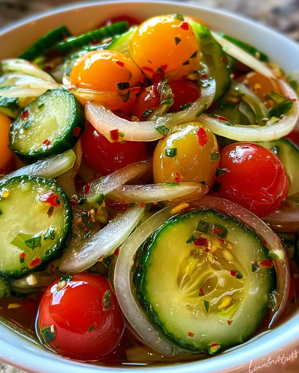 Marinated Cucumbers, Onions, and Tomatoes Marinated