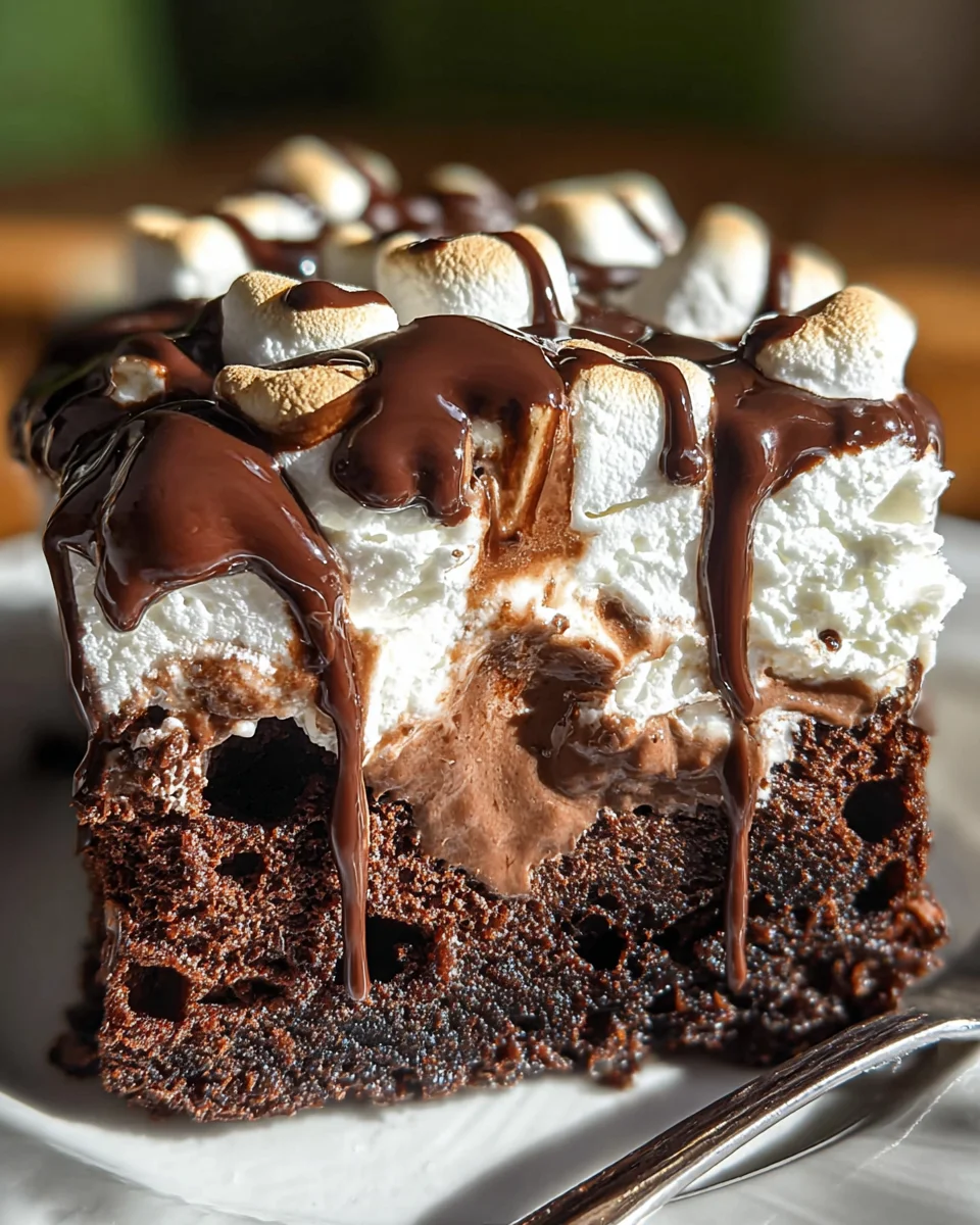 Marshmallow Chocolate Poke Cake Marshmallow