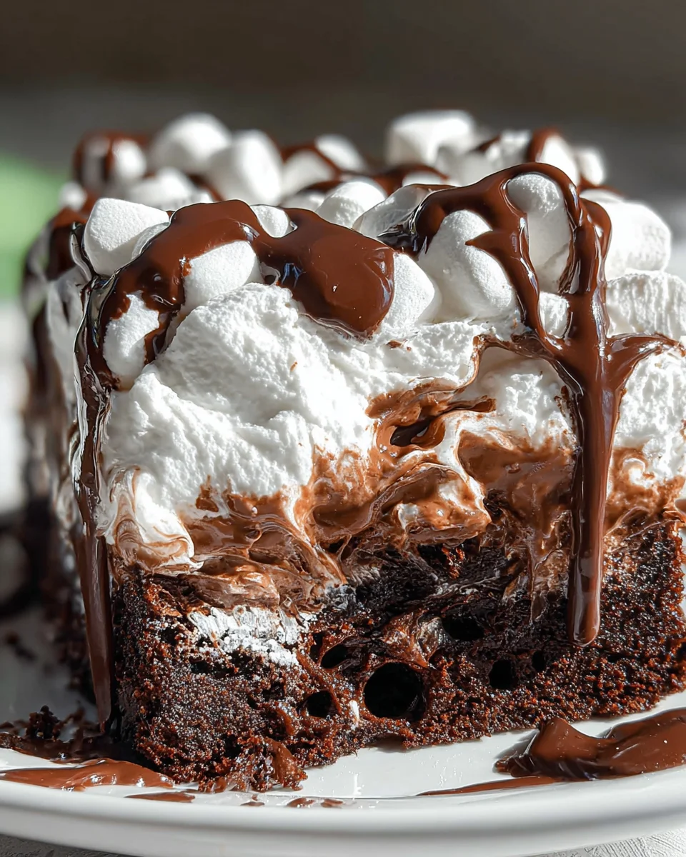 Marshmallow Chocolate Poke Cake Marshmallow