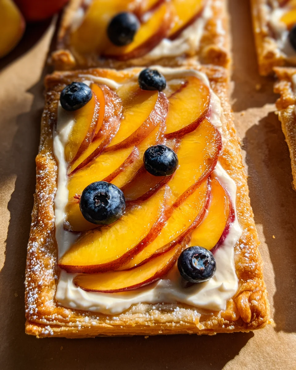 Peaches and Cream Puff Pastry Tart