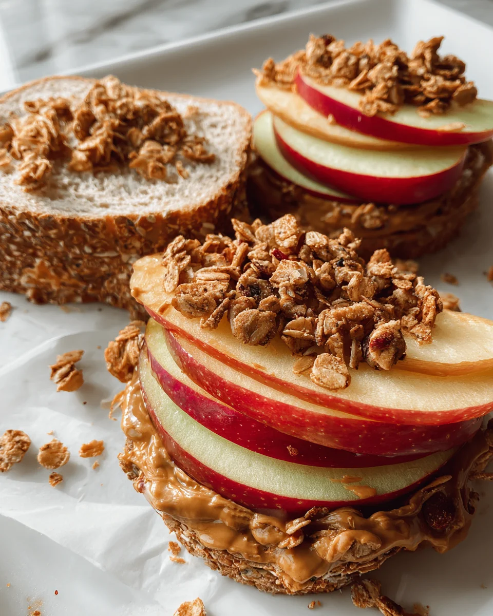 Peanut Butter Apple Sandwiches with Granola 13 Peanut Butter Apple Sandwiches with Granola